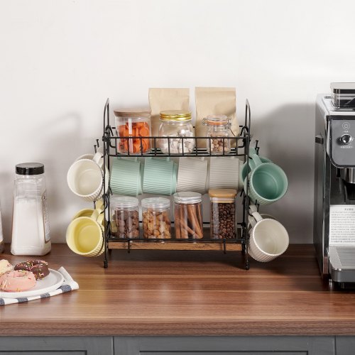 Papieren bekerdispenser Acryl koffiekopje en deksel Opbergorganisator Houder Koffie Melk Thee Winkel Restaurant Accessoires Kerstfeestartikelen (twee divisies)(4 Grids