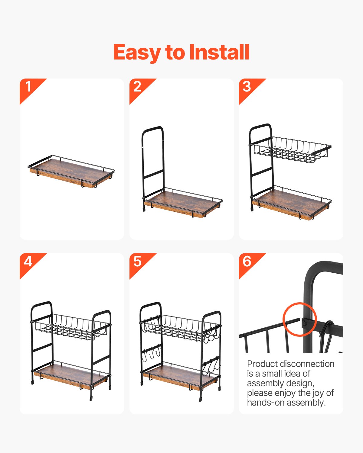 VEVOR 2 Tier Coffee Bar Organizer for Countertop, Multifunctional Mug Holder and Coffee Station, 12 Movable Hooks and 2 Shelves for Coffee Accessories Storage and Display, Home Office (Matte Black)