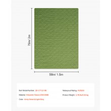 VEVOR campingdeken reisdeken 2,08x1,4m 330GSM voor buitenreizen groen/grijs