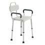 VEVOR Shower Chair with Armrest & Backrest, 6-Level Height Adjustable Bath Seat for Inside Shower or Tubs, Non-Slip Bathroom Bathtub Chair for Elderly Disabled Injured, 400LBS Capacity