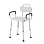 VEVOR Shower Chair with Armrest & Backrest, 6-Level Height Adjustable Bath Seat for Inside Shower or Tubs, Non-Slip Bathroom Bathtub Chair for Elderly Disabled Injured, 400LBS Capacity