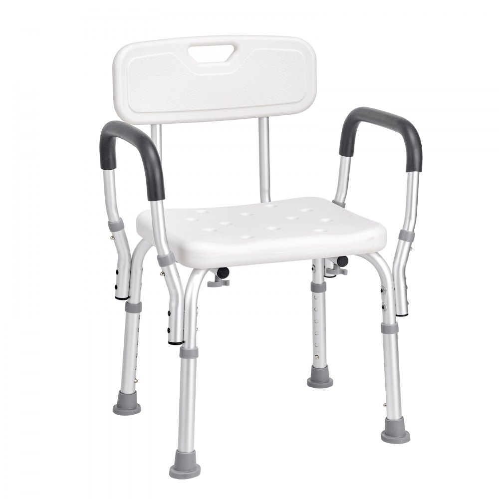 VEVOR Shower Chair, Shower Seat with Back, Adjustable Height Shower Stool, Shower Chair for Inside Shower Bathtub, Non-slip Bathroom Bench Bath Chair for Elderly Disabled Handicap, 158.8 kg Capacity