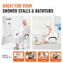 VEVOR Shower Chair, Shower Seat with Back, Adjustable Height Shower Stool, Shower Chair for Inside Shower Bathtub, Non-slip Bathroom Bench Bath Chair for Elderly Disabled Handicap, 158.8 kg Capacity