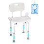 VEVOR Shower Chair, Shower Seat with Back, Adjustable Height Shower Stool, Shower Chair for Inside Shower Bathtub, Non-slip Bathroom Bench Bath Chair for Elderly Disabled Handicap, 158.8 kg Capacity