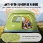 VEVOR camping tent 6 people pop-up tent 305x275x200cm dome tent tarpaulin made of 190T Dacron + 150D Oxford frame made of Q235 + fiberglass trekking tent festival tent tent with two doors and three windows green