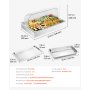 VEVOR Countertop Food Serving Display Container, 1 x 1 Pan Stainless Steel Food Serving Tray, Buffet Condiment Dispenser Display Rack with Clear Lid & 3 Ice Trays, for Restaurant Hotel Kitchen Party
