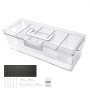 VEVOR Chilled Condiment Server Caddy, 5 Compartment Ice Cooled Serving Container, Plastic Fruit Garnish Tray Platter with Lid, for Taco Salad Bar Accessories, Party Home Restaurant Supplies