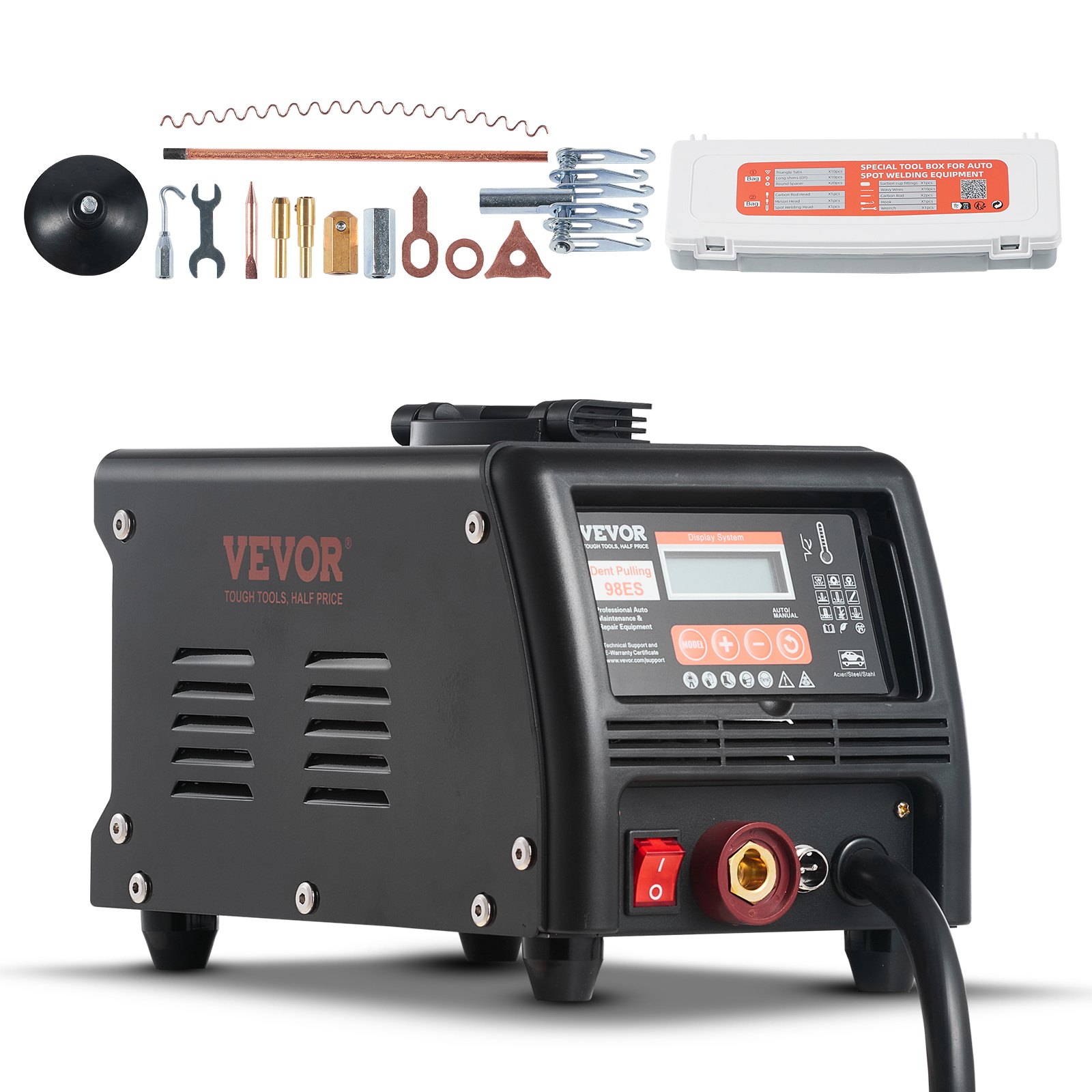 VEVOR Dent Spotter, 3 kW, deukenreparatieset, deukentrekker met automatisch/handmatig lassen en 9 standen, puntlasapparaat voor auto's, deukentrekker voor deukenreparatie van auto's en vrachtwagens