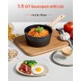 VEVOR 1.5 QT Saucepan, Nonstick Saucepan with Tempered Glass Lid, Multipurpose Cooking Sauce Pot with Detachable Handle, Sauce Pan Small Kitchen Cooking Pot with Coating, Induction Compatible, Black