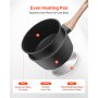 VEVOR 1.5 QT Saucepan, Nonstick Saucepan with Tempered Glass Lid, Multipurpose Cooking Sauce Pot with Detachable Handle, Sauce Pan Small Kitchen Cooking Pot with Coating, Induction Compatible, Black