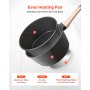 VEVOR 2.5 QT Saucepan, Nonstick Saucepan with Tempered Glass Lid, Multipurpose Cooking Sauce Pot with Detachable Handle, Sauce Pan Small Kitchen Cooking Pot with Coating, Induction Compatible, Black