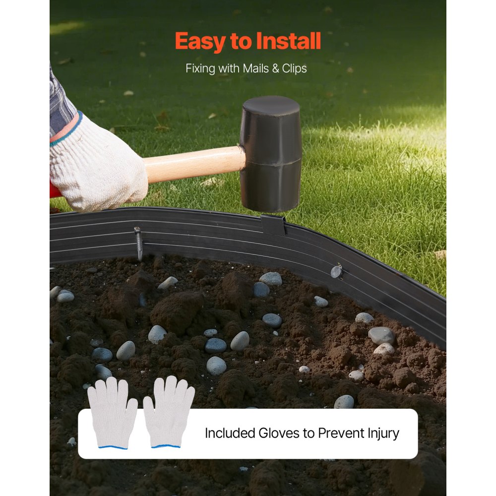 VEVOR Metal Landscape Edging, 8 Packs 72 in Rust-Resistant Aluminum Alloy Landscape Edging, Bendable Garden Edging Border, Heavy Duty Lawn Edging Fence for Flower Bed Yard Pathway