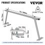 VEVOR Truck Rack Pickup Truck Bed Ladder Rack Verstelbaar met Ladder Stop Zilver