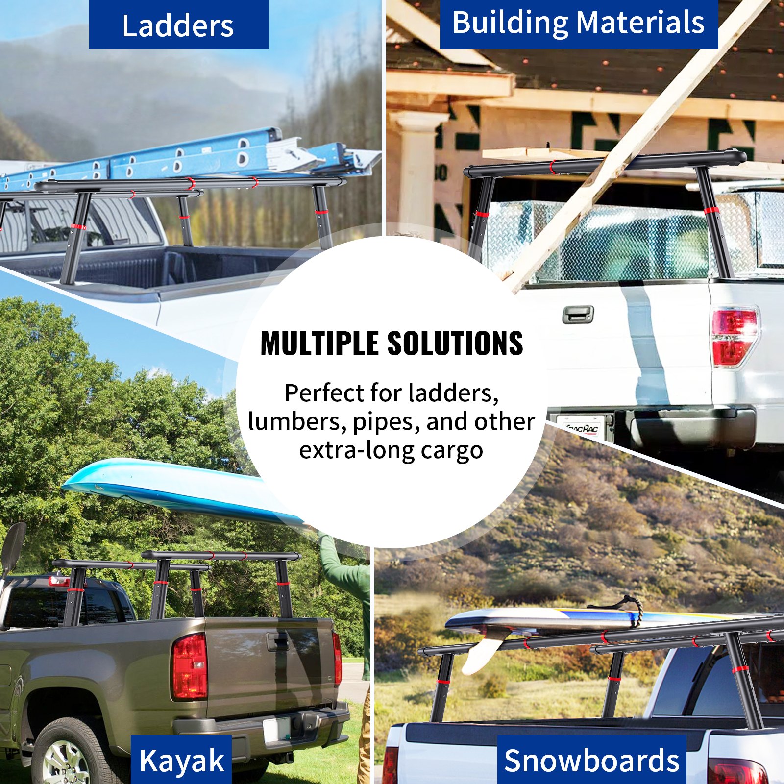 VEVOR Truck Rack Pickup Truck Bed Ladder Rack Universeel Aluminium Verstelbaar