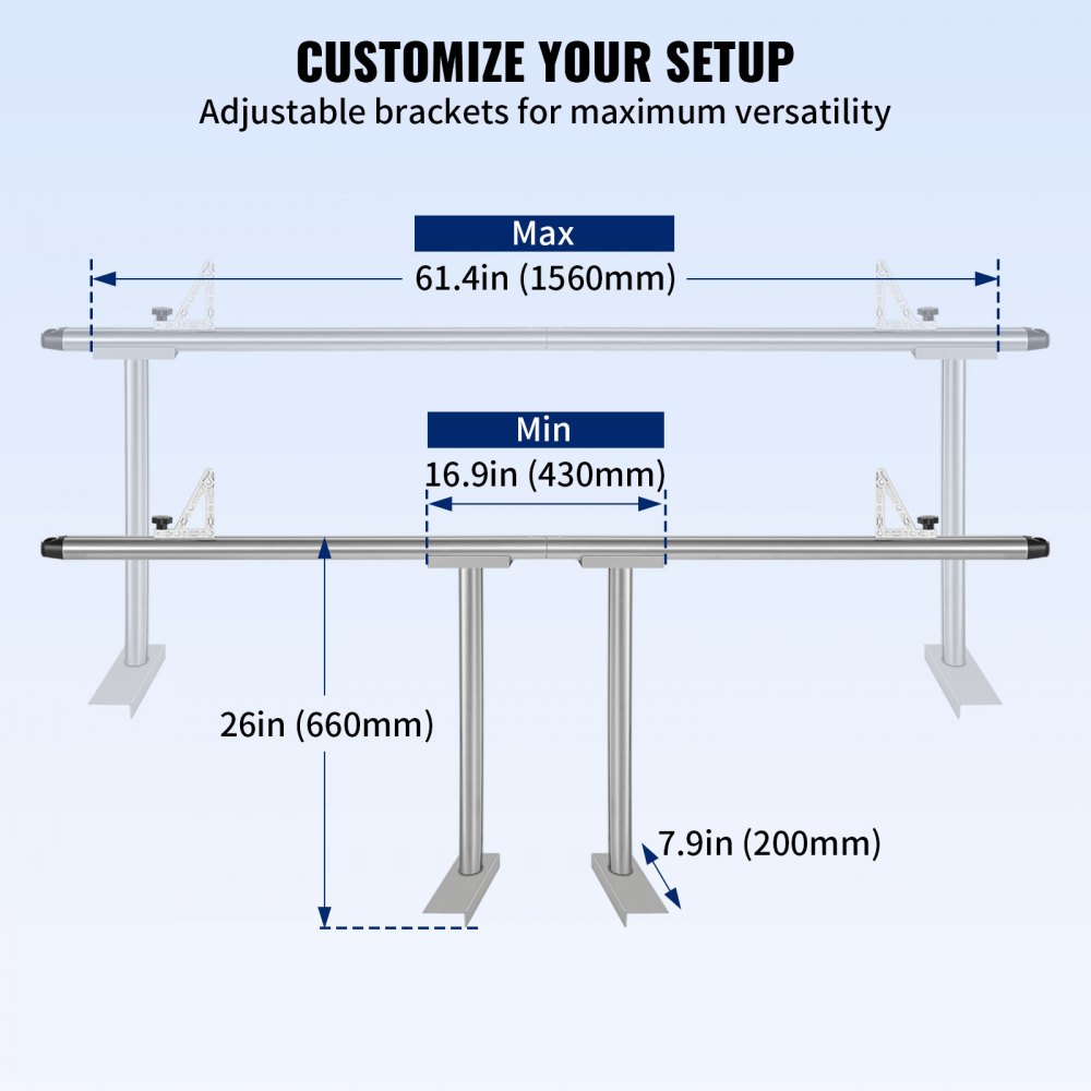 VEVOR Truck Rack Pickup Truck Bed Ladder Rack Universeel Aluminium Verstelbaar