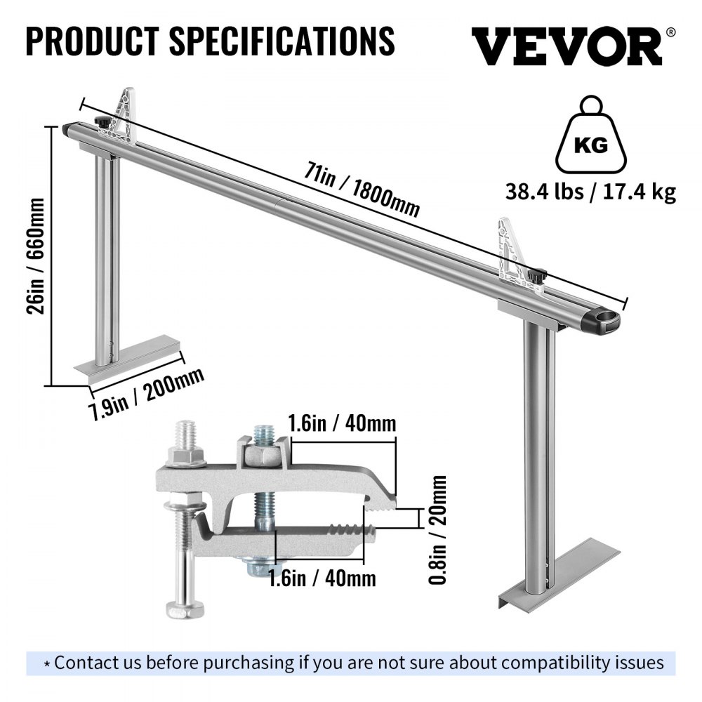 VEVOR Truck Rack Pickup Truck Bed Ladder Rack Universeel Aluminium Verstelbaar