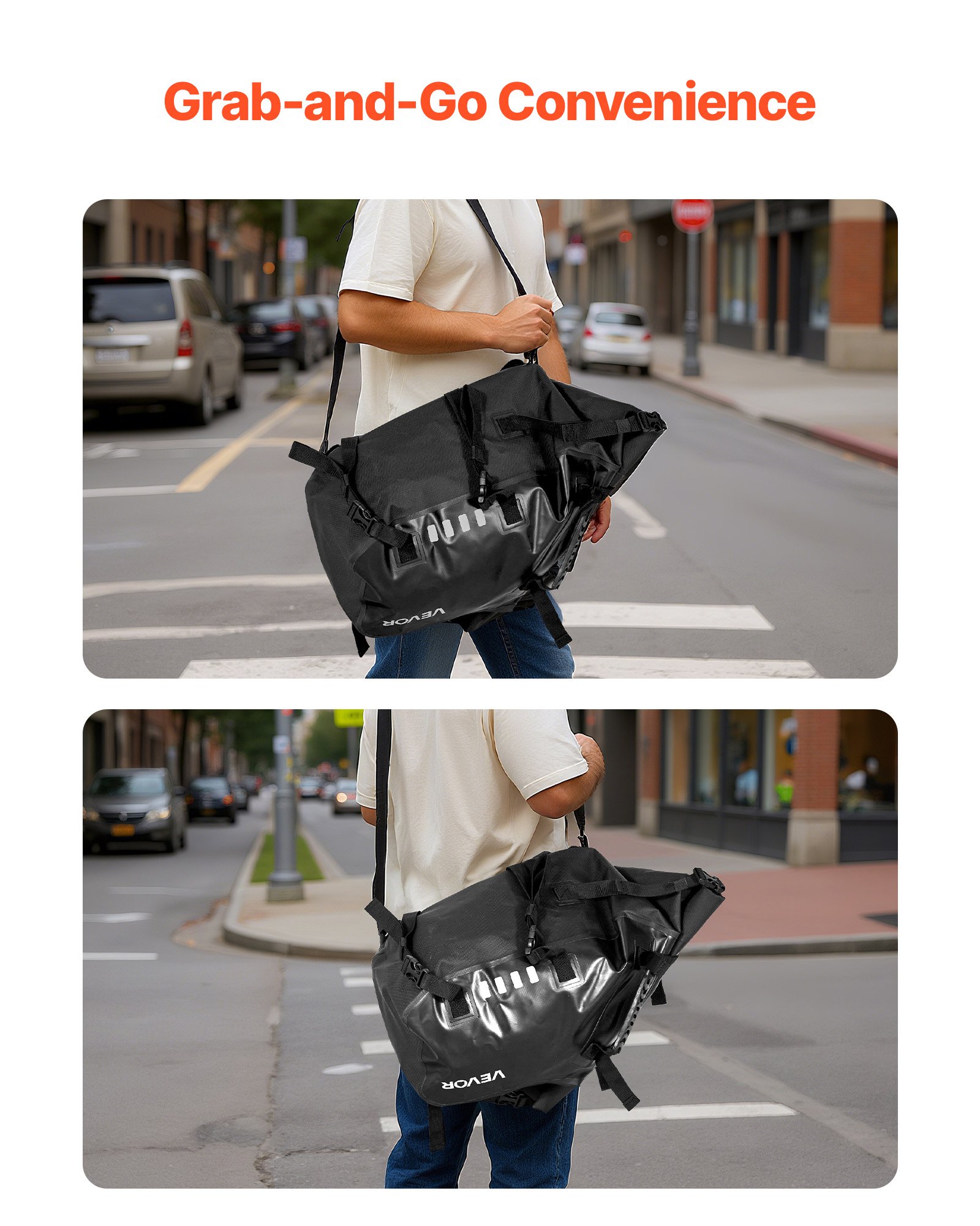 VEVOR Motortas Motorfiets Zadeltas 14 L x 2 Waterdicht, Grote Zijzadeltas voor Motorbagage, Bagageopslag met Onderband, Zwarte Zijtas Outdoor Sport