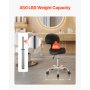 VEVOR Saddle Stool with Back Support and Wheels, 450 LBS Weight Capacity Ergonomic Rolling Stool, Height Adjustable Thickened PU Leather Swivel Saddle Chair for Salon, Spa, Massage, Tattoo, Black