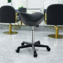 VEVOR Saddle Stool with Wheels 400lb Weight Capacity Ergonomic Rolling Saddle Stool Height Adjustable Thickened PU Leather Swivel Saddle Stool Chair for Salon Spa Clinic Black