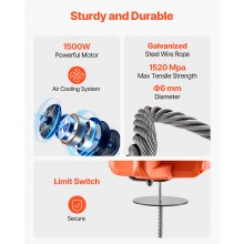 VEVOR 3-in-1 draagbare elektrische takel 1100LBS bekabelde/draadloze afstandsbediening