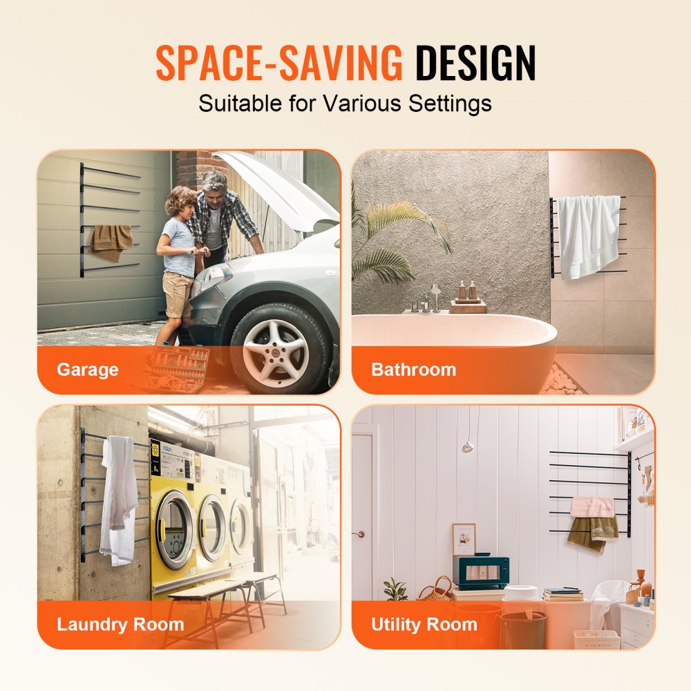 VEVOR Wall Mounted Saddle Rack, 30.9 x 29.9 x 5.5 in, Swing Out Saddle Holder, Six Tiers Horse Saddle Stand, Space Saving Horse Pad and Blanket Rack for Tack Room Organization Trailer Accessories