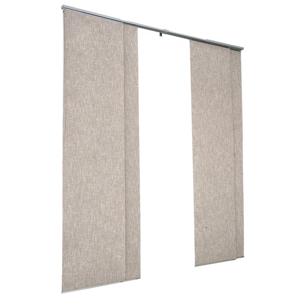 VEVOR Panel Track Blinds, Extendable Track from 116 cm to 218 cm W, Trimmable Panel Curtains Up to 243cm H, Vertical Blackout Panel Blinds for Sliding Doors, Patio Doors, Room Divider, Windows, Brown
