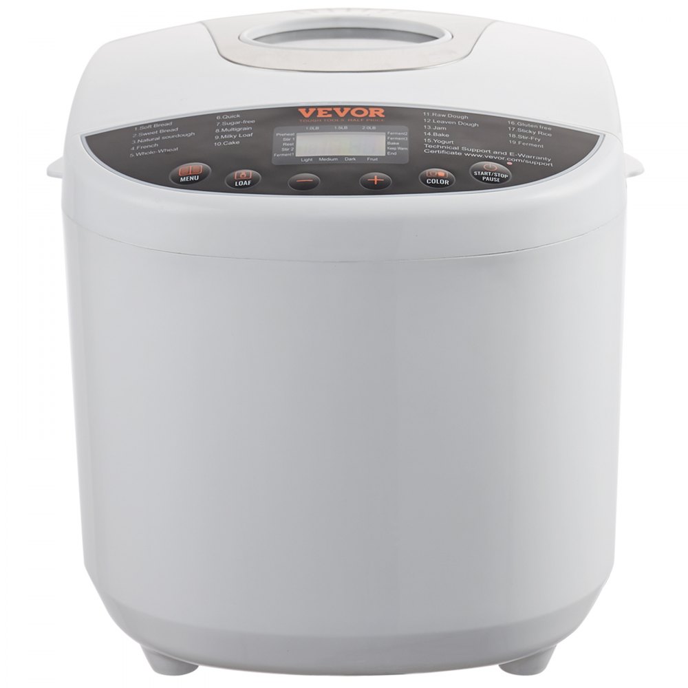 VEVOR elektrische broodbakmachine broodbakmachine 650 W 3 capaciteitsopties 0,5, 0,7 of 0,9 kg, ook voor gebak - pizza - pastadeeg broodbakmachine roestvrij staal, tijdinstelling Zelf vers brood bakken