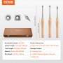 VEVOR 3-piece set of turning tools with wooden handles, round, square, diamond-shaped, with storage box, shank, lathe set, suitable for all types of wood from hardwood to softwood