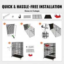 VEVOR cat cage with 4 levels and 2 doors Cat enclosure 900x600x1330mm Small animal cage made of iron with painted surface Rodent cage with 3 ladders Ideal for cats and other small animals