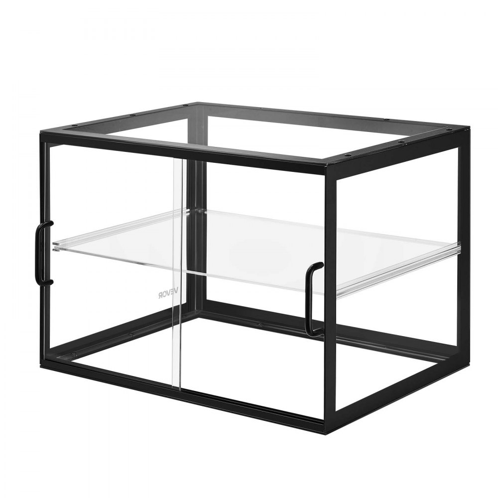 VEVOR Bakery Display Case, 2-Tier Commercial Countertop Pastry Display Case, Clear Acrylic Bread Box for Kitchen, Party Cake Cabinet with Sliding Door for Cookie Dessert Donut, 21.7" x 15.2" x 15.4"