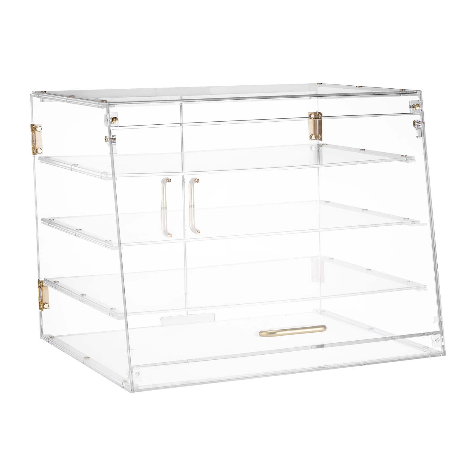 VEVOR 4-laags gebaksvitrine, commerciële bakkerijvitrine van transparant acryl, toonbankvitrine met magnetische achterdeur en verwijderbare tussenschotten voor koekjes, desserts en donuts, 530 x 435 x 415 mm
