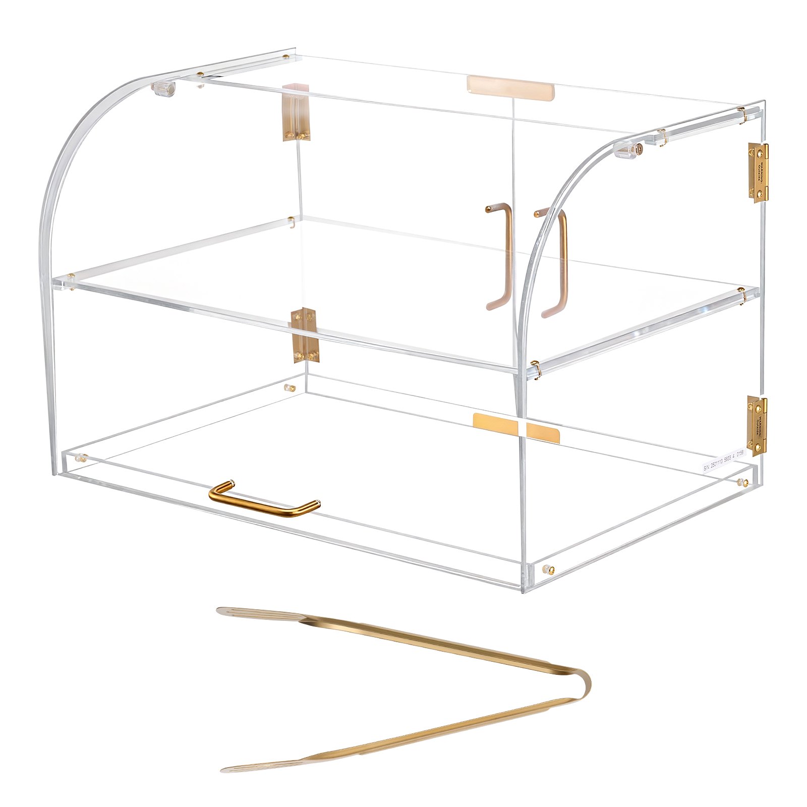 VEVOR 2-laags gebaksvitrine, commerciële bakkerijvitrine van transparant acryl, toonbankvitrine met magnetische achterdeur en verwijderbare tussenschotten voor koekjes, desserts en donuts, 558 x 355 x 355 mm