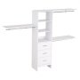 VEVOR Closet System with 3 Drawers, Adjustable Height Wooden Closet Organizers, Modern Walk-in Wardrobe Organization with 3 Retractable Clothes Hanger Rods, Freestanding Garment Rack Storage, White