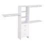 VEVOR Closet System with 3 Drawers, Adjustable Height Wooden Closet Organizers, Modern Walk-in Wardrobe Organization with 3 Retractable Clothes Hanger Rods, Freestanding Garment Rack Storage, White