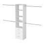 VEVOR Closet System with 3 Drawers, Adjustable Height Wooden Closet Organizers, Modern Walk-in Wardrobe Organization with 4 Retractable Clothes Hanger Rods, Freestanding Garment Rack Storage, White