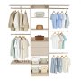 VEVOR Closet System with 2 Drawers, Adjustable Height Wooden Closet Organizers, Modern Walk-in Wardrobe Organization with 5 Retractable Clothes Hanger Rods, Freestanding Garment Rack Storage, Grey