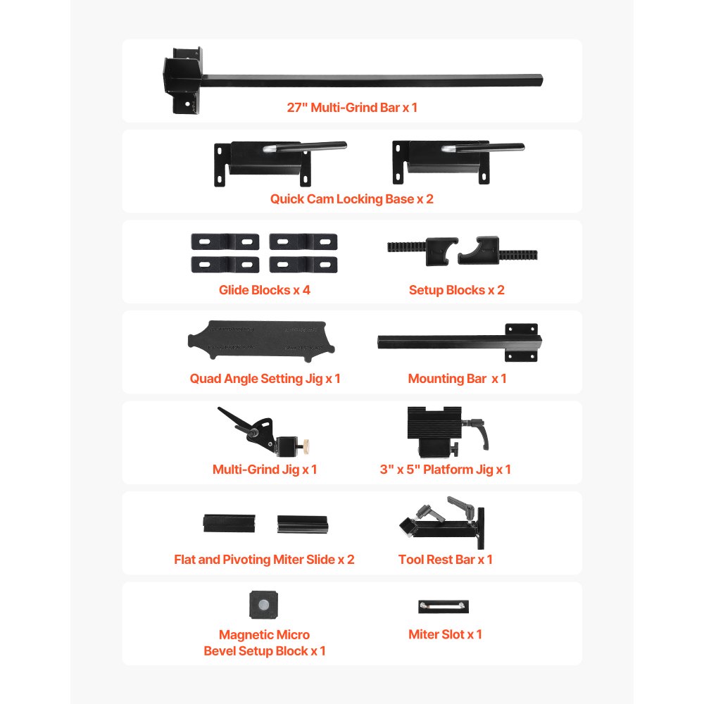 VEVOR Multi-slijpmal voor 152,4 mm en 203,2 mm bankslijpmachines, accessoires met platform, verstekgeleider, gereedschapshouder, afstelblok, voor beitels en houtdraaigereedschap