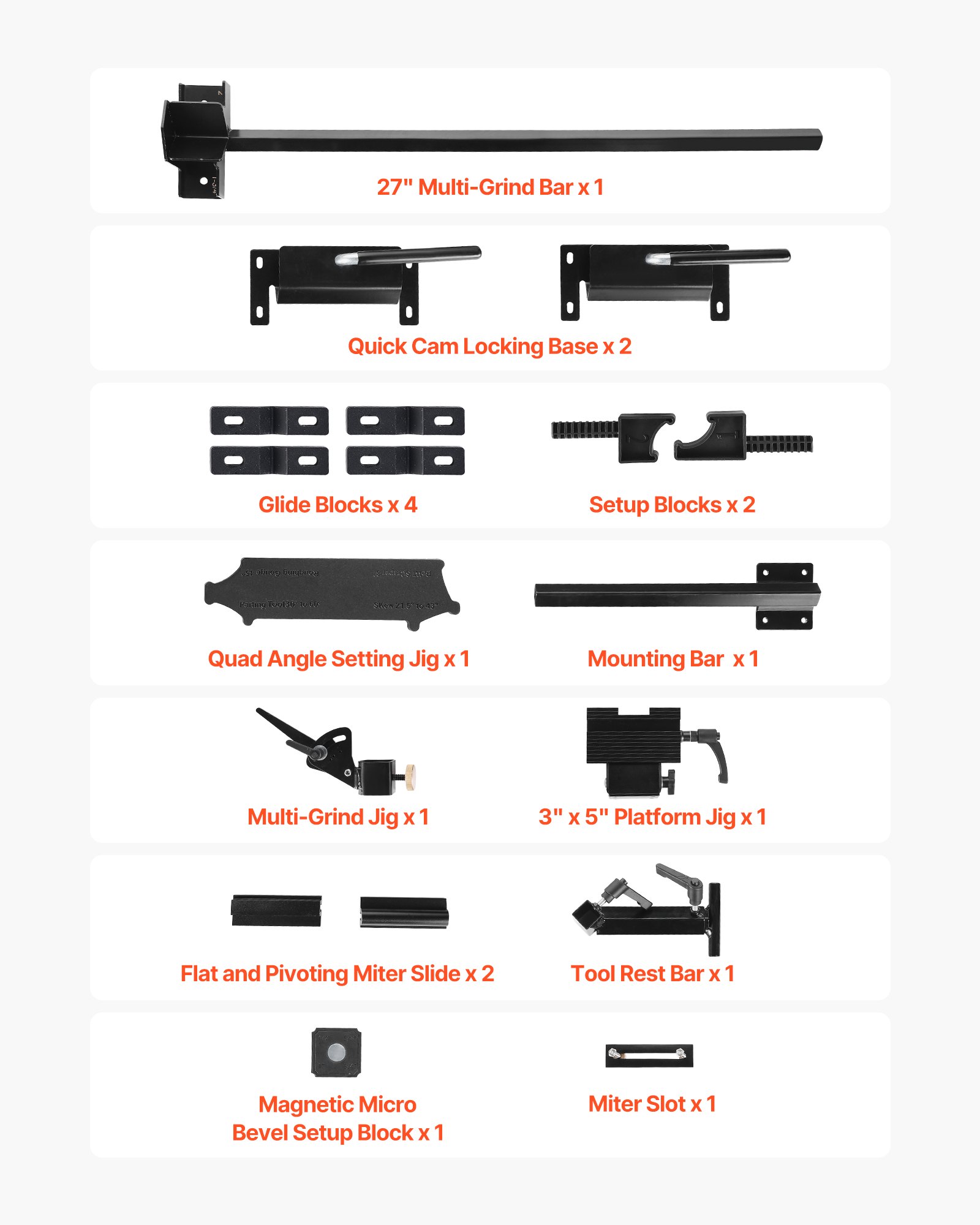 VEVOR Multi-slijpmal voor 152,4 mm en 203,2 mm bankslijpmachines, accessoires met platform, verstekgeleider, gereedschapshouder, afstelblok, voor beitels en houtdraaigereedschap