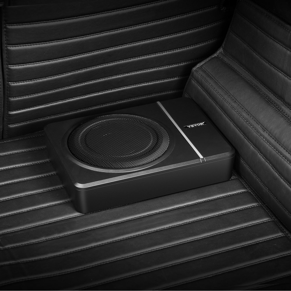 VEVOR Subwoofer voor onder de autostoel, 120W RMS vermogen, inclusief voeding, subsysteem met ingebouwde versterker, hoge/lage ingang en volumeregeling voor SUV's, trucks en campers.