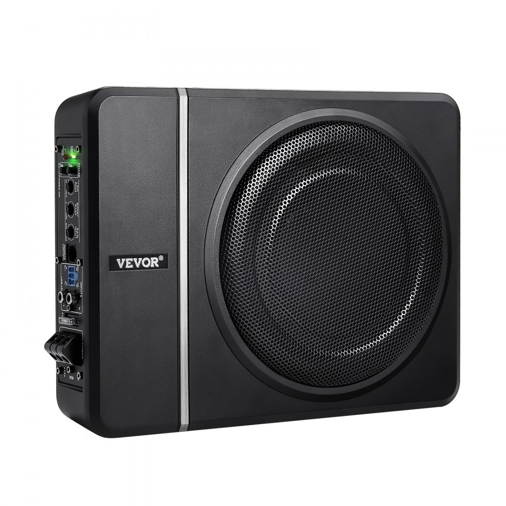 VEVOR Subwoofer voor onder de autostoel, 120W RMS vermogen, inclusief voeding, subsysteem met ingebouwde versterker, hoge/lage ingang en volumeregeling voor SUV's, trucks en campers.