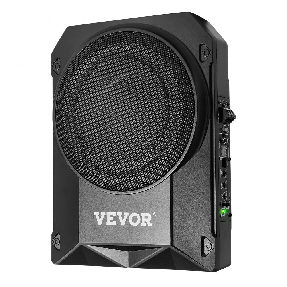 VEVOR Subwoofer voor onder de stoel, 400W, 254 mm, slank, met voeding, subsysteem met ingebouwde versterker, hoge/lage ingang en volumeregeling voor SUV's en vrachtwagens.