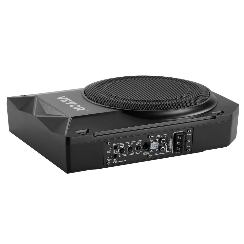 VEVOR Subwoofer voor onder de stoel, 400W, 254 mm, slank, met voeding, subsysteem met ingebouwde versterker, hoge/lage ingang en volumeregeling voor SUV's en vrachtwagens.