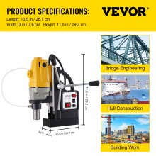 VEVOR MD40 Magnetic Drilling Machine with 6PC 1 in HSS Cutter Set Annular Cutter Bits MD40 Industruial 1100W 40mm Magnetic Mag Drill with 6PC 1" HSS Annular Drill Bits
