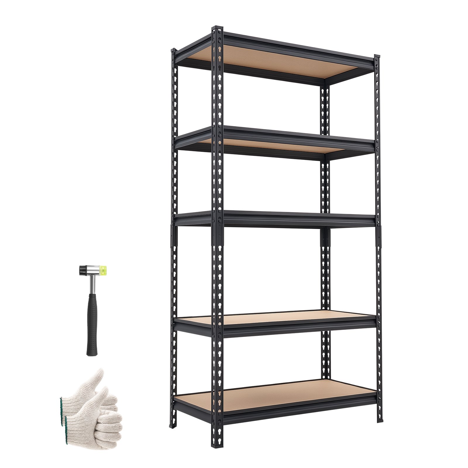 VEVOR zwaar uitgevoerde opbergkast 822x415x1594mm, draagvermogen 907,2kg, stalen frame, 5 verstelbare MDF-planken, modulaire opbergkast te gebruiken als werkbank, flexibele metalen opbergkast voor kelder, garage, werkplaats