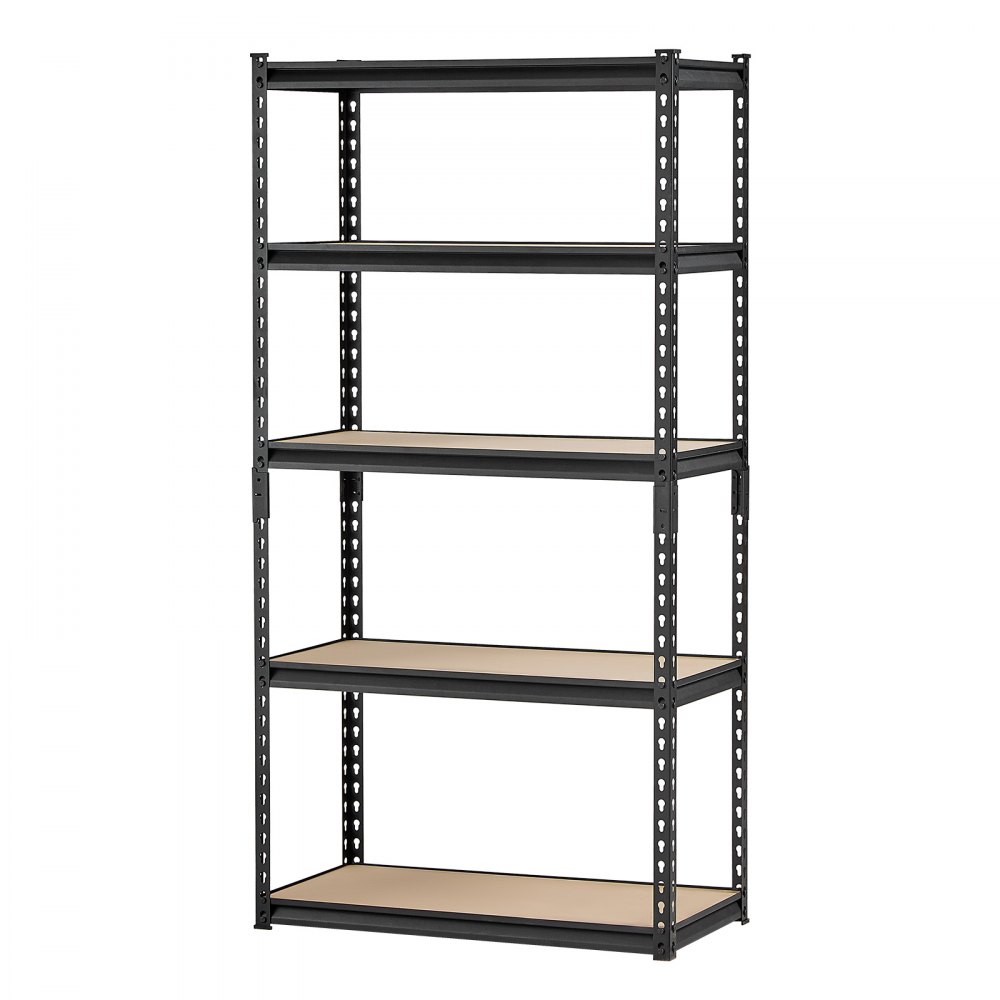 VEVOR Storage Shelves, 2000 lbs, 5 Tier Garage Storage Shelving, 16" D x 32" W x 62.8" H Adjustable Metal Shelves for Garage Shelves Utility Rack Shelf, Ideal for Kitchen, Warehouse, Basement, Black