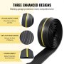 VEVOR Garage Door Threshold Seal Strip, 12 FT Universal Garage Door Floor Seal Strip with Adhesive, Garage Door Bottom Weatherproof Strip, Upgraded Thick PVC DIY Weather Stripping Replacement, Black