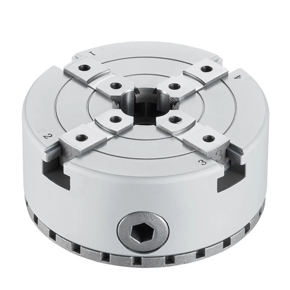 VEVOR KP2-3/4 draaibankklauwplaat met 4 klauwen, φ70 mm klauwplaat gemaakt van 45# Klembereik 30–47 mm klauwplaat Binnendraad 1x8 TPI Draaibankuitlijningsnauwkeurigheid ≤0,3 mm Houtdraaiklauwplaat Draaibankklauwplaat