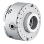 VEVOR lathe chuck with precision markings and hexagonal adjustment bolt.