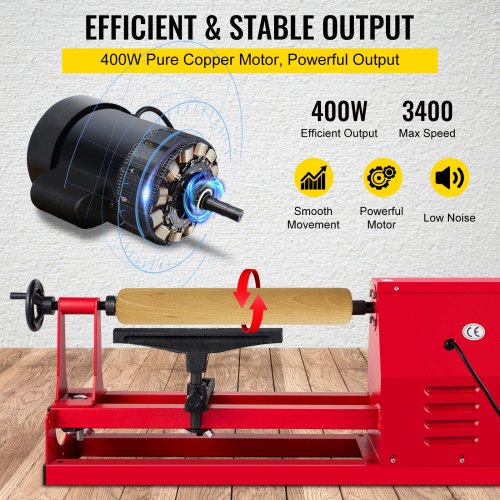 VEVOR Kralen Slijpen Machine Mini Tafelmodel Draaibank 350x500mm, Vermogen 400W Kleine Houtdraaibanken, Fase Enkel Mini Houtbewerking Draaibank, Mini Nauwkeurige Houtdraaibank voor Polijsten Snijden