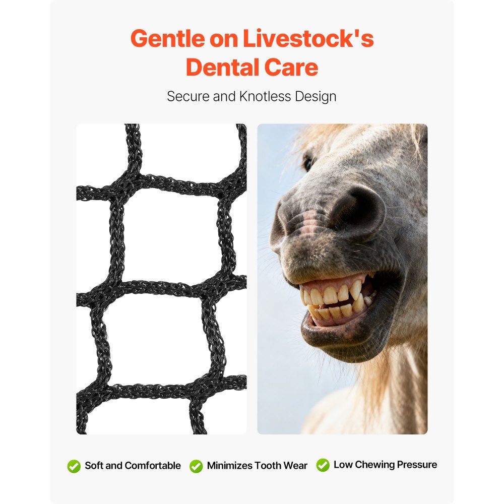 VEVOR Rond hooinet voor balen, 1,8 x 1,8 x 1,8 m, maaswijdte 38,1 x 38,1 mm, PE-materiaal, knooploos ontwerp, incl. kabelbinders, naaldhouder, reparatiekoord en opbergtas, voernet voor paarden